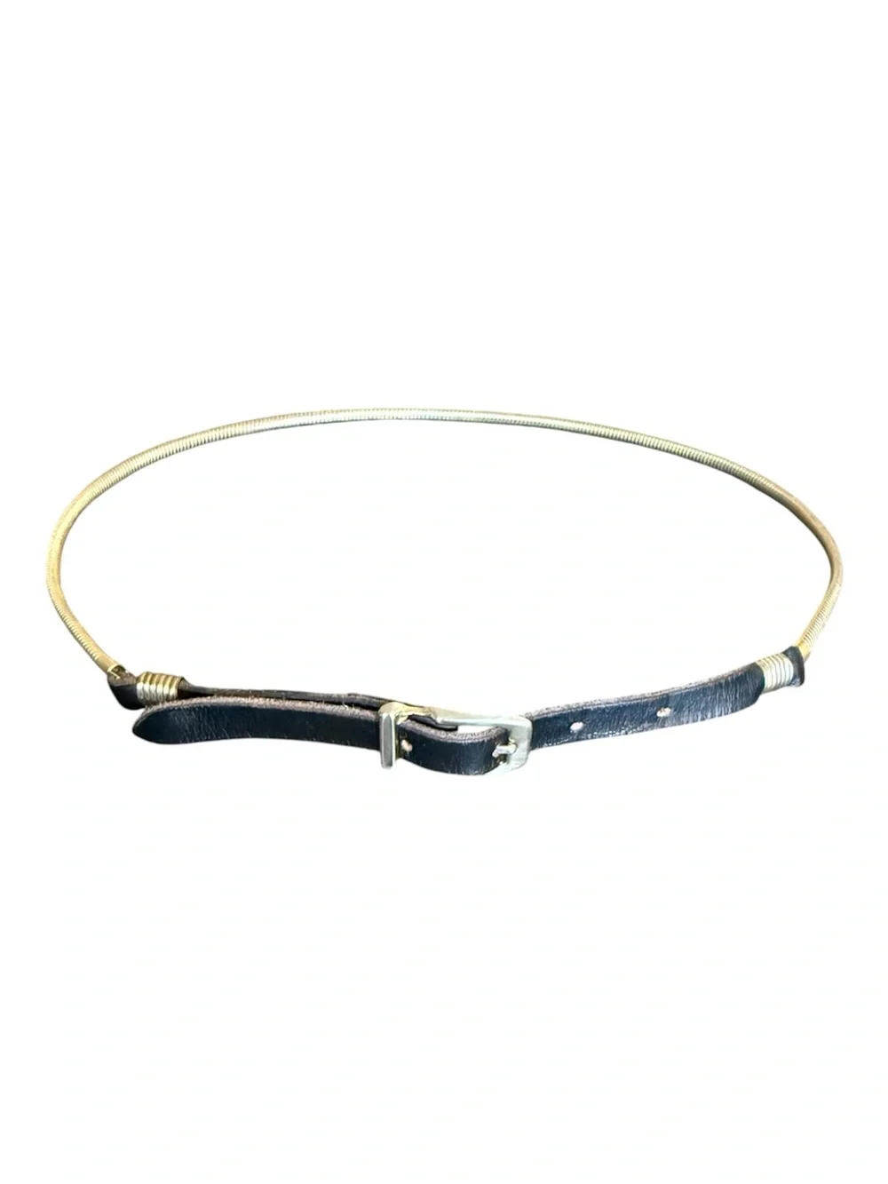 ✨ DISCO GLAM Vintage 1970s-80s Gold Chain Belt | Black Leather | High Waist